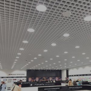 Фото Потолок грильято с подвесными ячейками RAL Белый