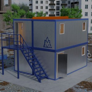 Двухэтажное модульное здание МЗ-40 эконом из 4-х БК 